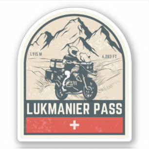 Lukmanier Pass Schweizer Alpen Motorradtour Aufkleber
