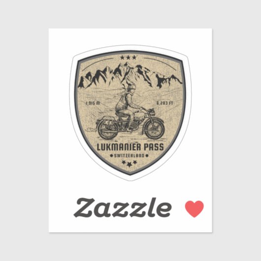 Lukmanier Pass - Schweizer Alpen - Motorradtour c Aufkleber (Blatt)