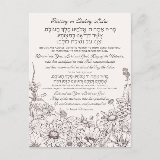 Lulav Segen auf Hebräisch für Sukkot Postkarte (Vorderseite)