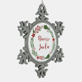Lule Sámi Merry Christmas Wreath, Buorre Javla Schneeflocken Zinn-Ornament (Links)