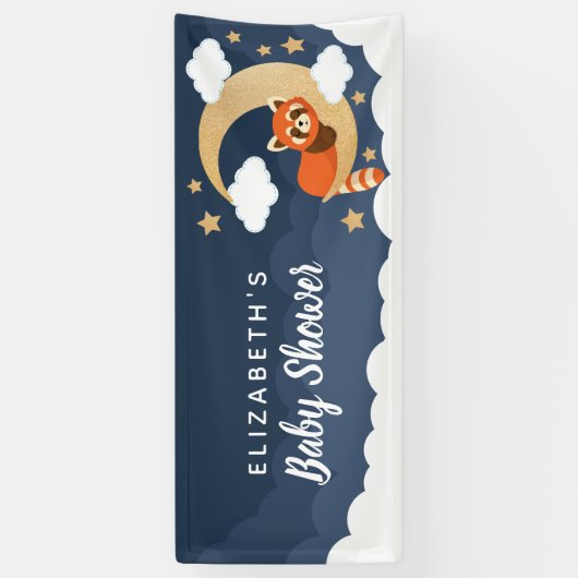 Lullaby Baby Red Panda Moon Baby Showbanner Banner (Vertikal)