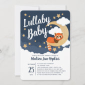 Lullaby Baby Red Panda Moon Babydusche Einladung (Vorderseite)