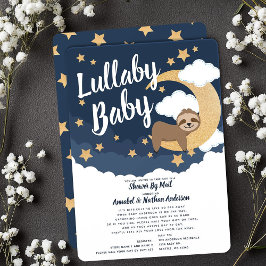 Lullaby Baby Sloth Moon Babydusche per Mail Einladung