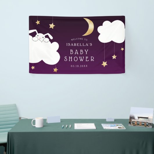 Lullaby Bunny Baby Dusche Lila Willkommen Banner (Messeveranstaltung)