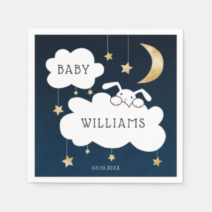 Lullaby Bunny Baby Dusche Navy Blue Gold Serviette