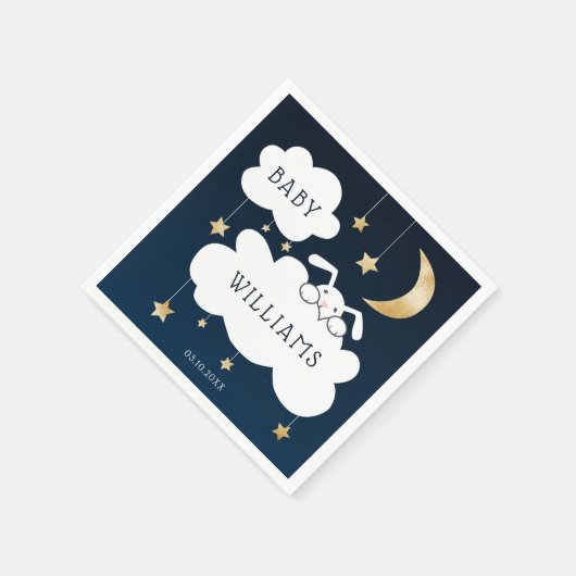 Lullaby Bunny Baby Dusche Navy Blue Gold Serviette (Ecke)