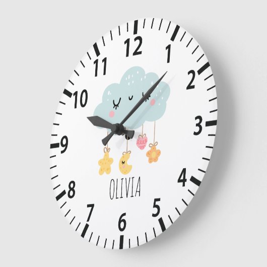 Lullaby Cloud Boho Kinderzimmer Wall Clock Große Wanduhr (Winkel)
