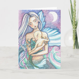 Lullaby Mermaid und Baby Grußkarte Karte