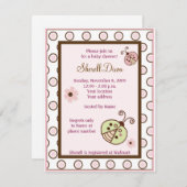 Lullabye Ladybug Mod Girly Baby Dusche Einladungen (Vorne/Hinten)