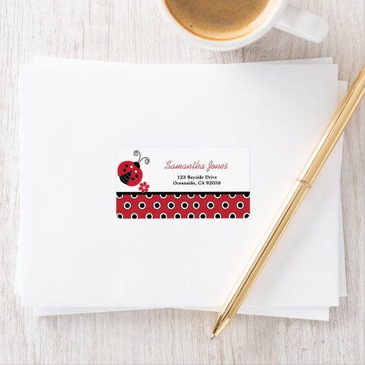 Lullabye Ladybug Trendy Red Dot Adressetikett (Insitu)