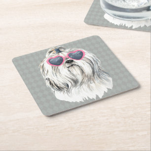 Lulu die Lhasa Rechteckiger Pappuntersetzer
