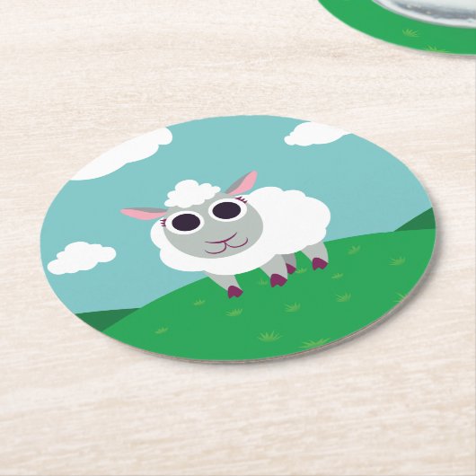 Lulu die Schafe Runder Pappuntersetzer (Angewinkelt)