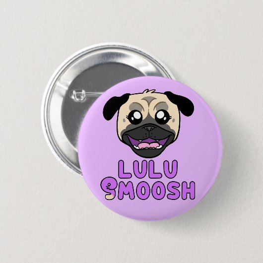 Lulu Smoosh Mops Cartoon Button (Vorne & Hinten)