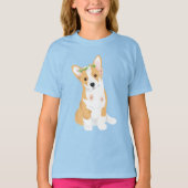 LuluBelle der hübsche Corgi mit Blumen-Krone T-Shirt (Vorderseite)