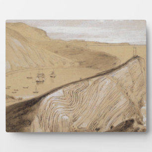 Lulworth Cove (w/c, gouache and graphite on beige Fotoplatte
