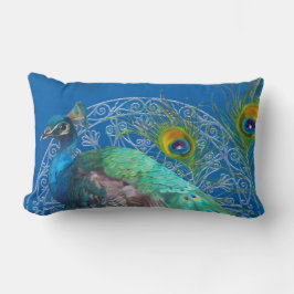 Lumbar Modern Painting Peacock Schwanz Feathers Bl Lendenkissen