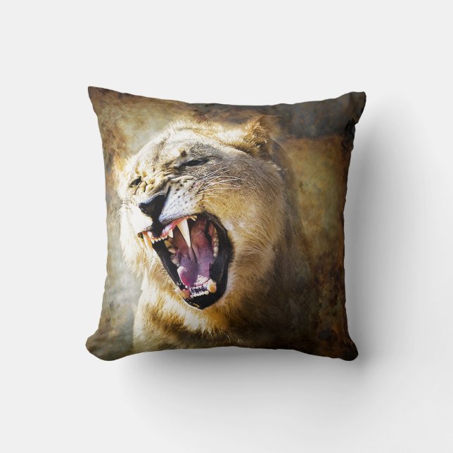 Lumbar Pillow - Growling Lion aus Afrika Kissen (Vorderseite)