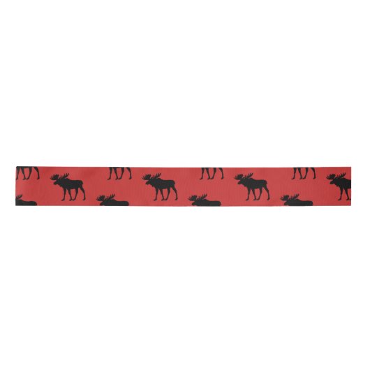 Lumber Elch Silhouette Antler Hirsche Jagd Satinband (Vorderseite)