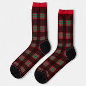 Lumber Jack Red and Green Plaid Pattern Squares Socken (Linkes Detail)