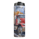 Lumber LKW Winterwald Wasserfarbe Thermosbecher (Vorderseite)