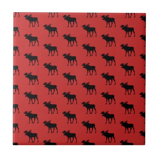 Lumber Moose Silhouette Antler Deer Animal Hunting Fliese (Vorderseite)