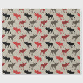 Lumber Red Black Gray Moose Silhouette Antler Deer Geschenkpapier (Flach)