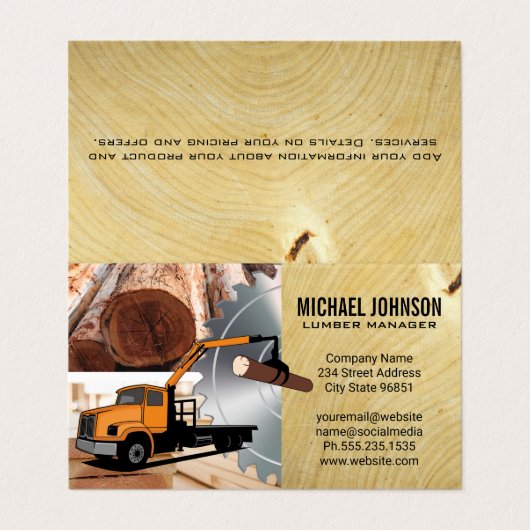 Lumber Yard | Holz | Rundsäge Visitenkarten (Außenseite Aufgefaltet)