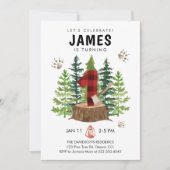 Lumberjack 1. Geburtstag Buffalo Karierte Einladun Einladung (Vorderseite)