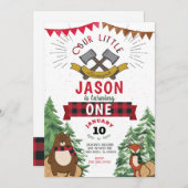 Lumberjack 1. Geburtstag Einladung (Vorne/Hinten)