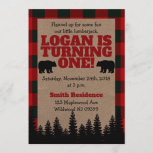 Lumberjack 1. Geburtstag Einladung