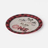 Lumberjack 1. Geburtstag Papierplatte - Äxte rot Pappteller (Schrägansicht)