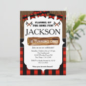 Lumberjack 1. Geburtstag Party Einladung (Stehend Vorderseite)