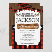 Lumberjack 1. Geburtstag Party Einladung (Vorne/Hinten)