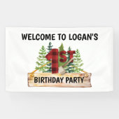 Lumberjack 1. Geburtstag Willkommen Party Banner (Horizontal)