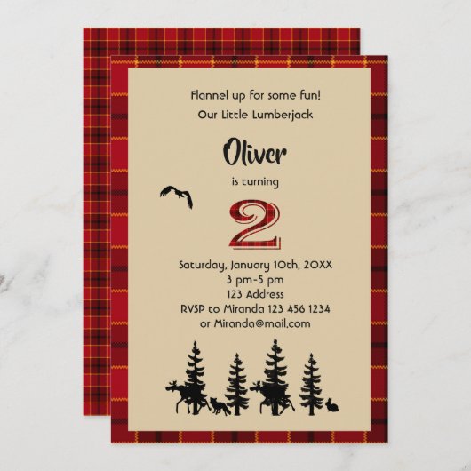 Lumberjack 2. Party Einladung (Vorne/Hinten)