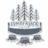 Lumberjack am Arbeitsplatz Überschneidung von Baum Aufkleber (Vorderseite)