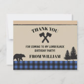 Lumberjack Ax Karo Geburtstagsparty Danke Karte (Vorderseite)