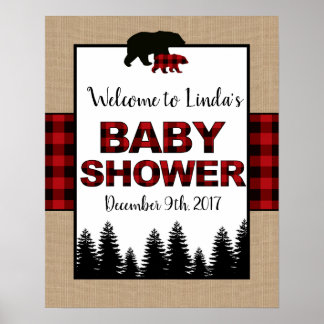 Lumberjack Baby Dusche Begrüßungszeichen Plakat