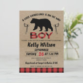 Lumberjack Baby Dusche Einladung (Stehend Vorderseite)
