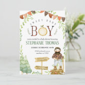 Lumberjack Baby Dusche Einladung (Stehend Vorderseite)