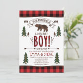 Lumberjack Baby Dusche Einladung Lumberjack Party (Stehend Vorderseite)
