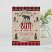 Lumberjack Baby Dusche Einladung Lumberjack Party (Stehend Vorderseite)