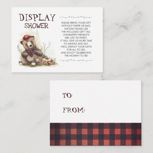 Lumberjack Baby Dusche Kleine Bärendusche Visitenkarte (Vorne/Hinten)