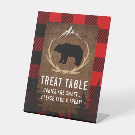 Lumberjack Baby Dusche Leckereien Unterschreiben Sockelschild (Vorderseite)