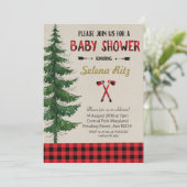 Lumberjack Baby Dusche Party Einladung (Stehend Vorderseite)
