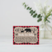 Lumberjack Baby Dusche Rustikale Bärenbuchanfrage Begleitkarte (Stehend Vorderseite)