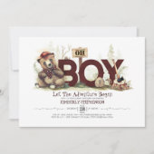 Lumberjack Baby Dusche Woodland Little Bären Cube Einladung (Vorderseite)