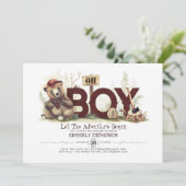 Lumberjack Baby Dusche Woodland Little Bären Cube Einladung (Stehend Vorderseite)
