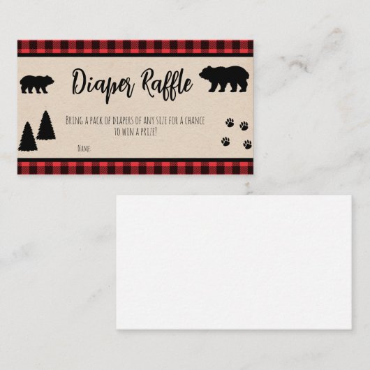 Lumberjack Baby Duschkabine Windeln Raffelzeichen Visitenkarte (Vorne/Hinten)