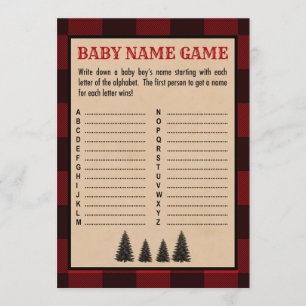 Lumberjack Baby Name Dusche Spiel Red Kariert Programm